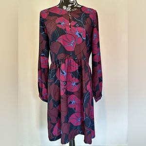 Vintage inspired purple floral print dress